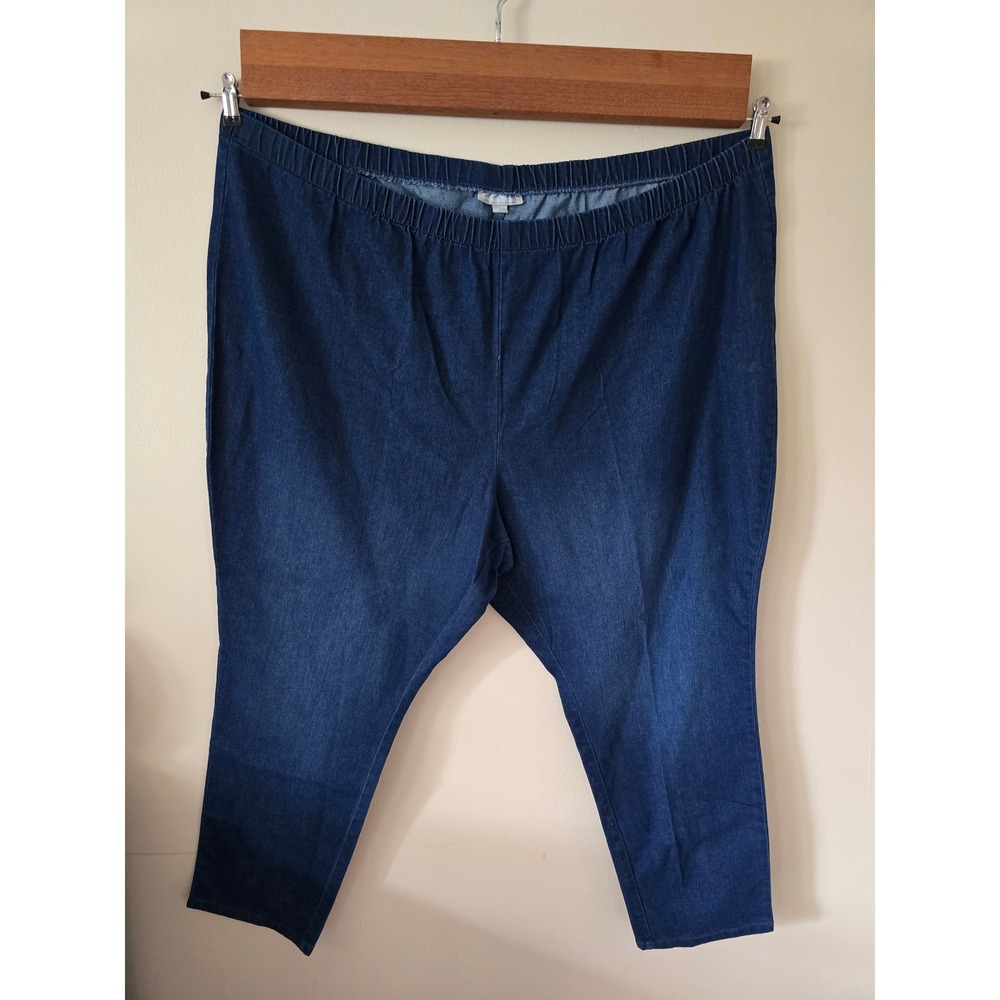 Woman Within denim pull-on pants 38W dark wash